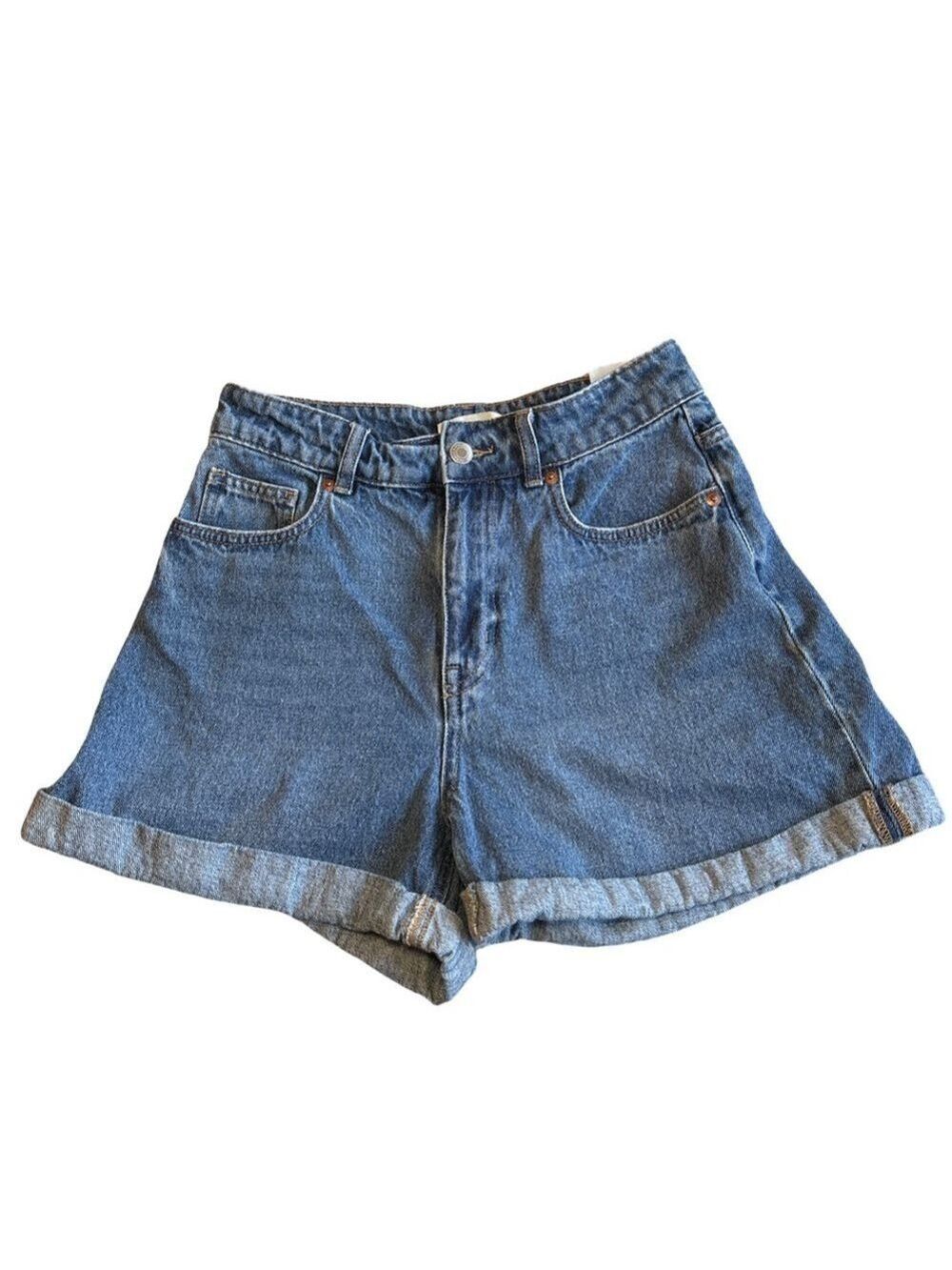 H&M Classic Cotton Blue Jean Shorts Cuffed Size 4